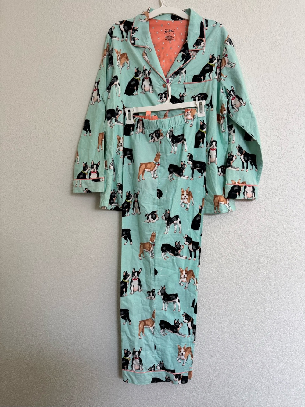 NEW Nick & Nora Vintage Pajamas Set Puppy Eyes 100% Cotton Flannel Size XXL